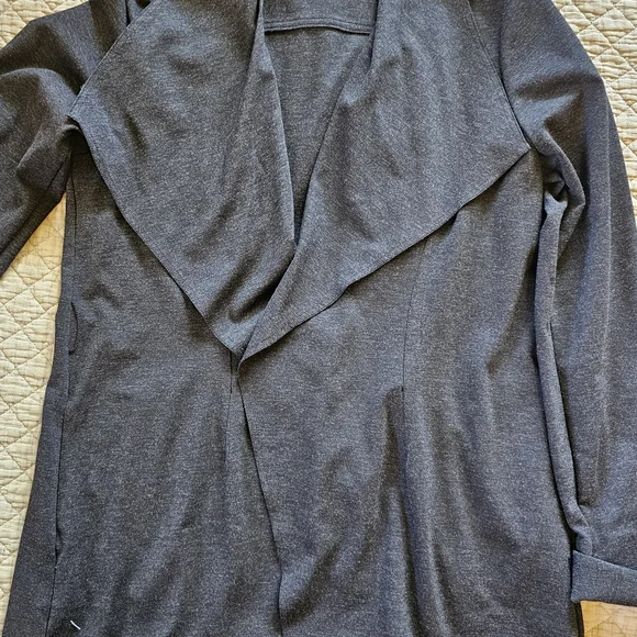 CaBi Gray Long Trench Style Ponte Knit Coat with Classic Professional LG NWOT - Picture 5 of 10